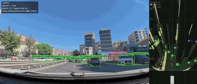 Camera view with detections beside a live bird's-eye map