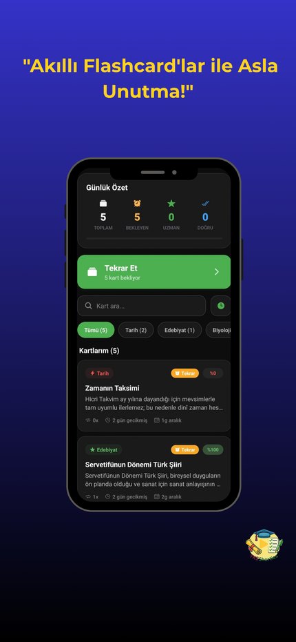 Spaced-repetition flashcard screen