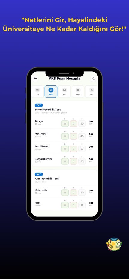 Score calculator projecting university placement from practice results